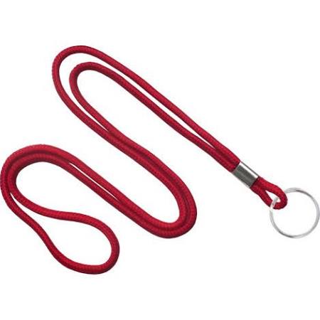 2135-3106 Red Round Braid ID Neck Lanyard w Split Ring 100 count 1 image 3459