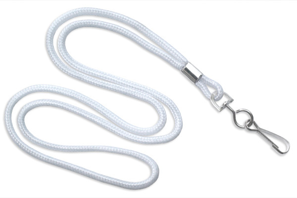 2135-3008 White Round Braid ID Neck Lanyard w Swivel Hook 100 Count 1 image 3910