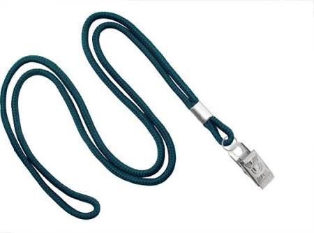 2135-3266 Teal Round Braid ID Neck Lanyard w Bulldog Clip 100 count 1 image 3992
