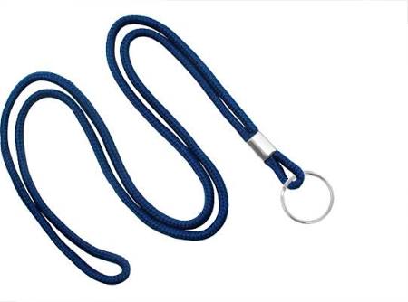 2135-3103 Navy Blue Round Braid ID Neck Lanyard w Split Ring 100 count 1 image 4350