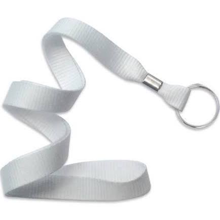 2136-3658 White Flat Woven ID Neck Lanyard w Split Ring 100 count 1 image 4870