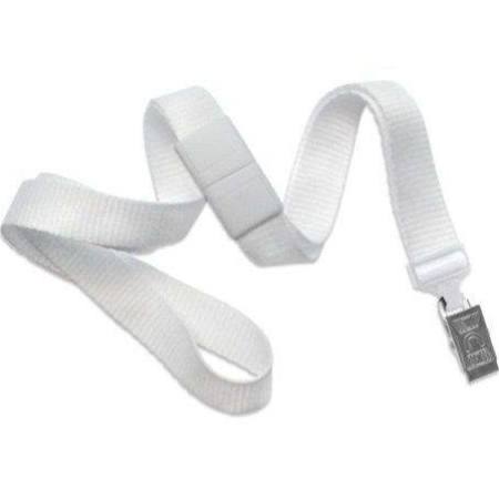 2138-6008 White Flat Woven ID Neck Lanyard w Bulldog Clip 100 count 1 image 4942