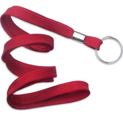 2135-3656 Red Flat Braid ID Neck Lanyard w Split Ring 100 count 1 image 5227