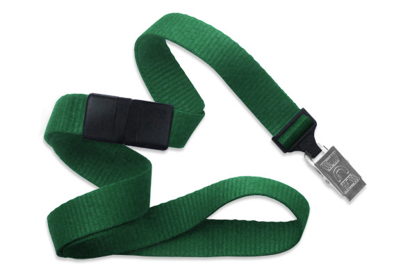 2138-6004 Green Flat Woven ID Neck Lanyard w Bulldog Clip 100 count 1 image 5237