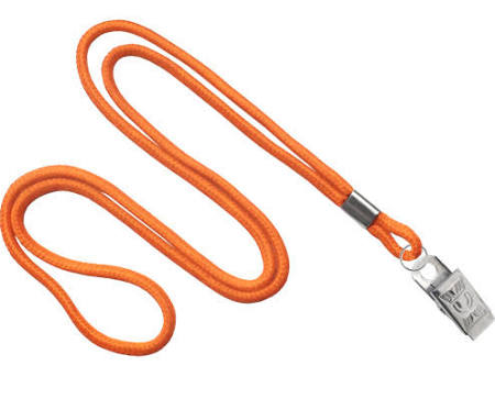 2135-3255 Orange Round Braid ID Neck Lanyard w Bulldog Clip 100 count 1 image 5557