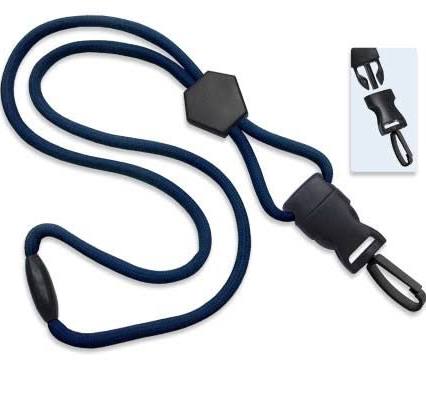 2135-4511 Navy Blue Round Braid ID Neck Lanyard w Dtach Plastic Hook 100 count 1 image 5887