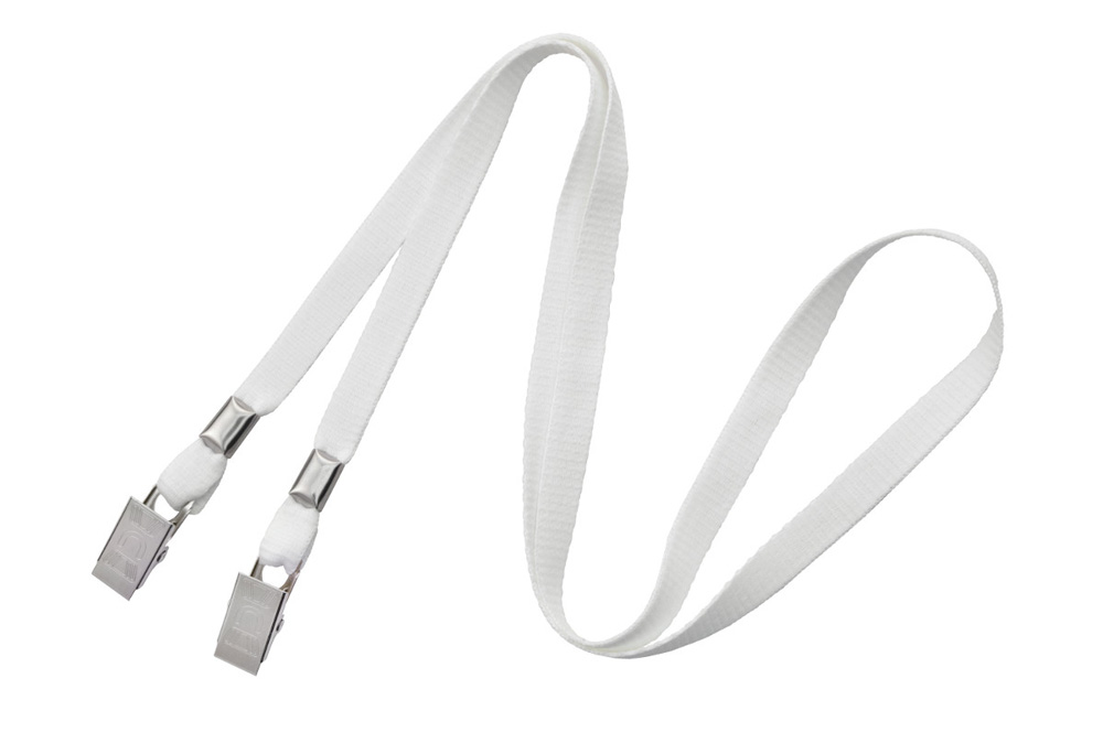 White Open-Ended Mask Lanyard with Two Bulldog Clips 3/8", 100 count 1 2140 5308 hres 1 1