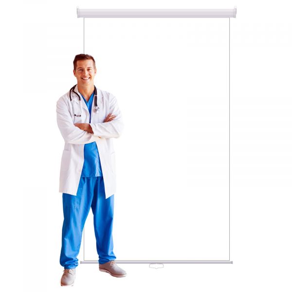 4' x 7' White Retractable Backdrop for Full Height Photos, White Casing 2 rpb 48x84 w w med1 1