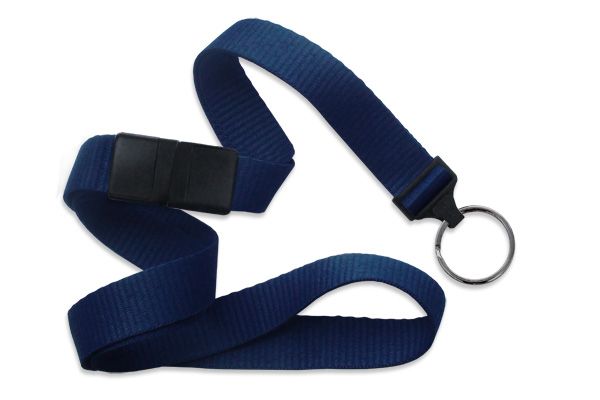 Navy Blue 5/8" Flat Woven ID Neck Lanyard w Split Ring 100 count 1 2138 3673 1