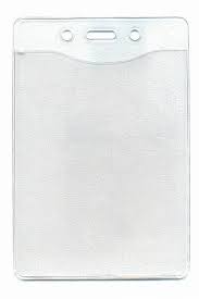 1815 1450 Clear Vinyl Vertical Badge Holder Slot Chain Holes 100 count 1