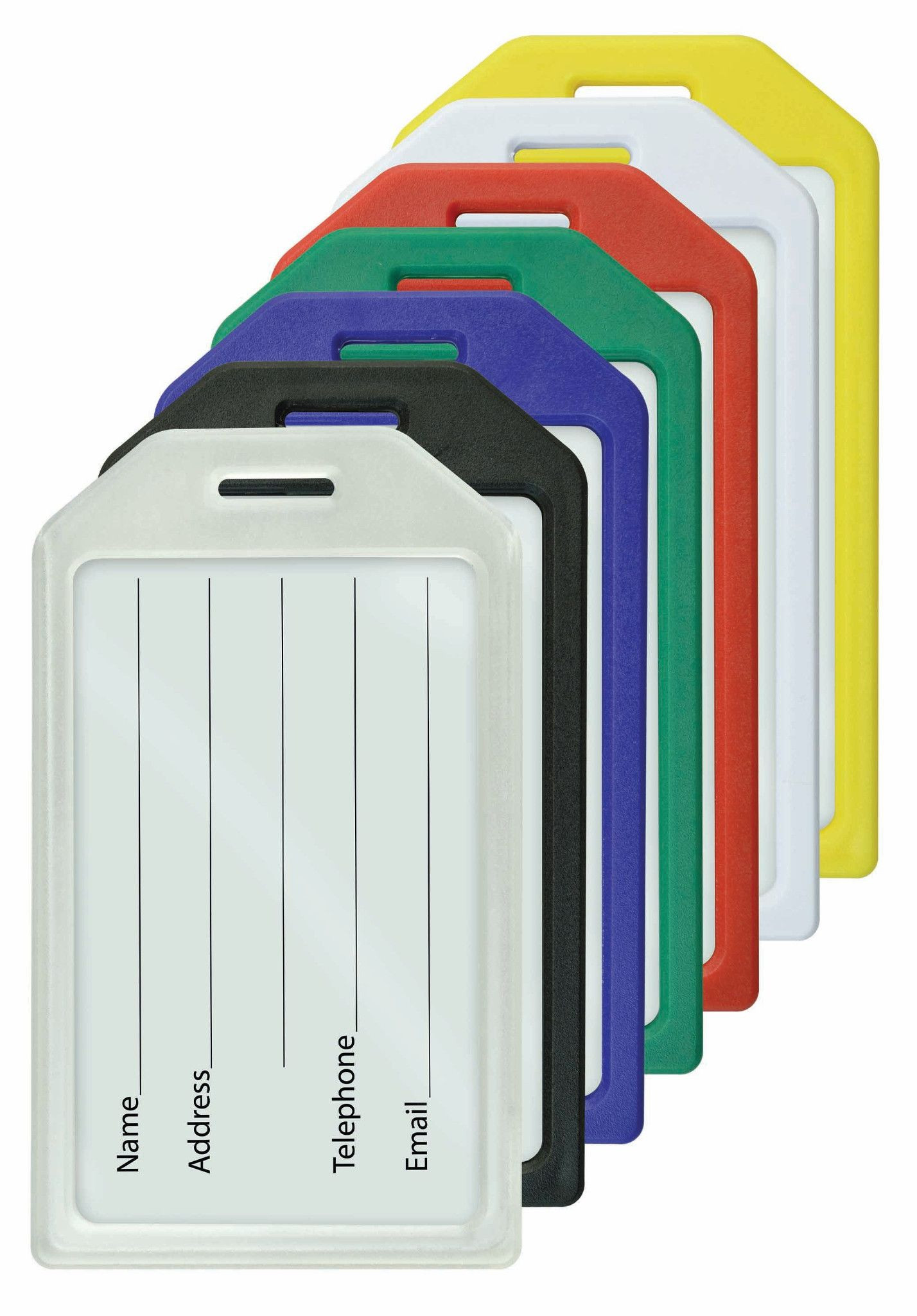 1840-6200 Frosted Rigid Plastic Heavy Duty Luggage Tag Holders 100 count 3 1840 620X FamilyShot 1