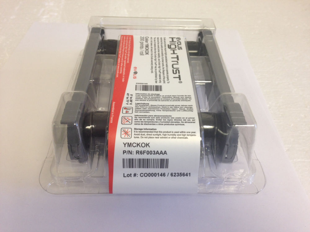 R6F003AAA Evolis legacy Primacy 1 YMCKOK Full Color Ribbon 200 prints 4 evolis ymckok