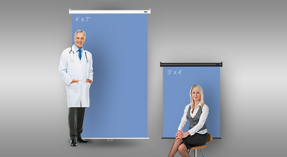 Heavy Duty 3' x 4' Light Blue Retractable Wall & Ceiling Photo ID Backdrop, Black Casing 4 Backdrop Retractable light blue