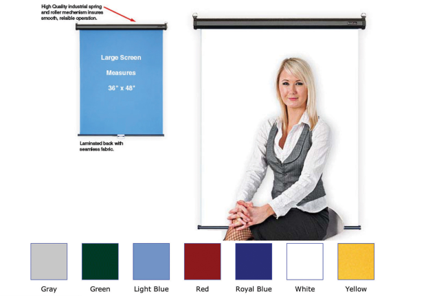 Heavy Duty 3' x 4' Light Blue Retractable Wall & Ceiling Photo ID Backdrop, Black Casing 2 rpb colors